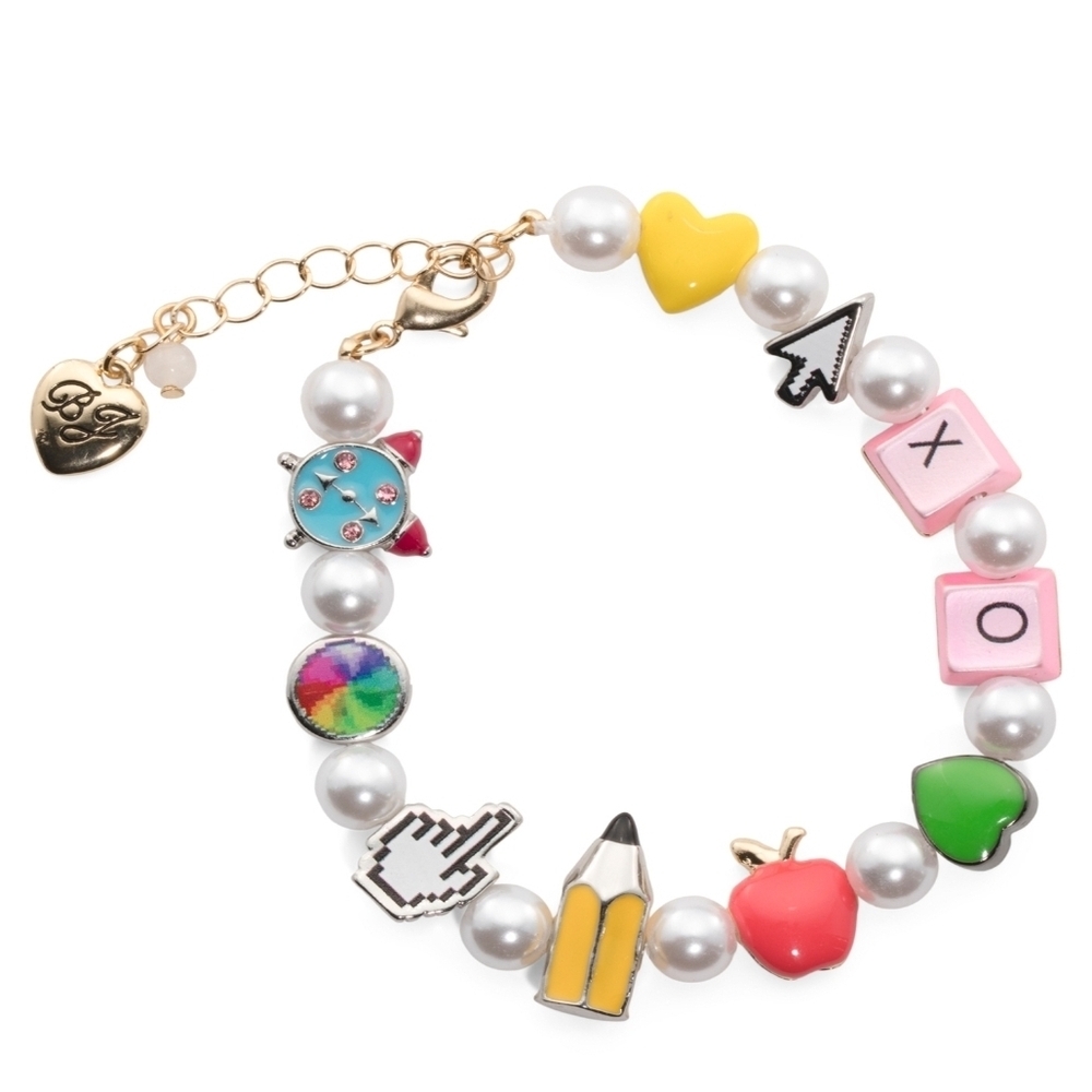 Betsey Johnson Kids Charm Bracelet with Yellow, Pink, and Green Accents